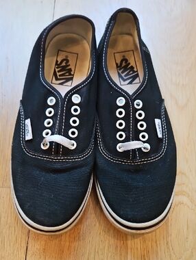 Vans Black Canvas Slip-On Loafers